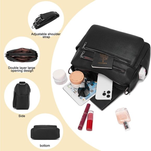 Elegant Vegan Leather Crossbody Bag for Women - Stylish & Functional Design - Picture 4 of 7